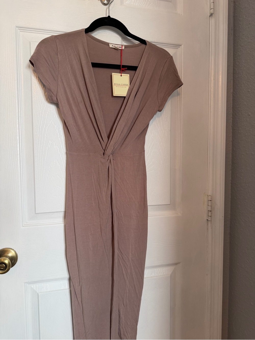 Sleeveless Taupe Knot-Front Women's Dress